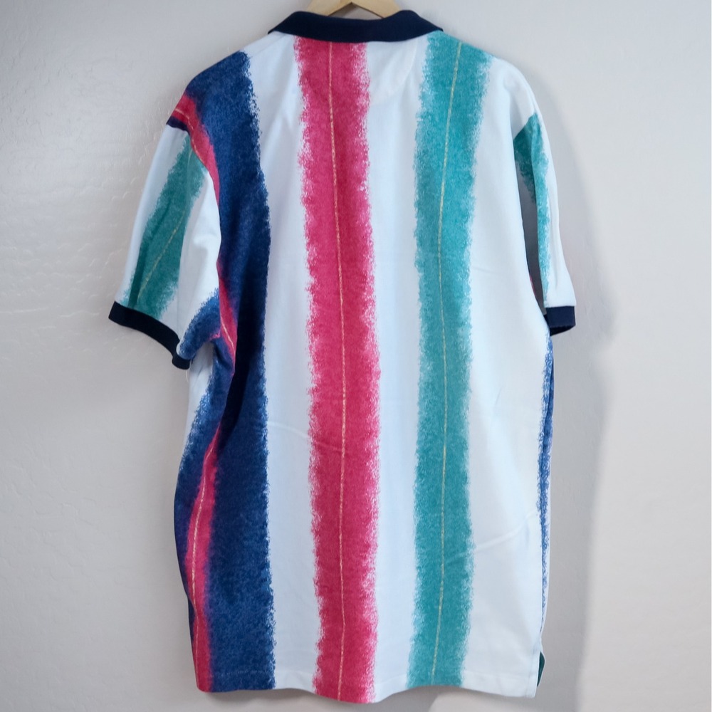 Vintage Chaps Ralph Lauren Polo Shirt XL Paintbrush‎ Stripe Crest Logo 90s - Picture 6 of 15